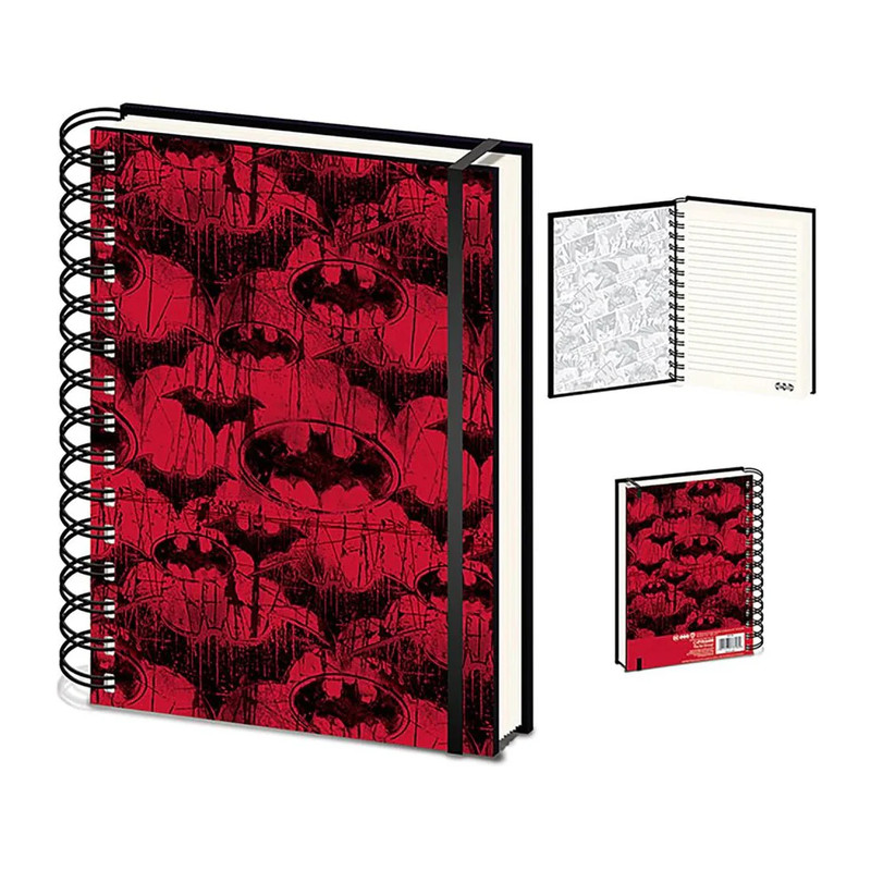 Batman Red A5 Wiro Notebook - دفتر